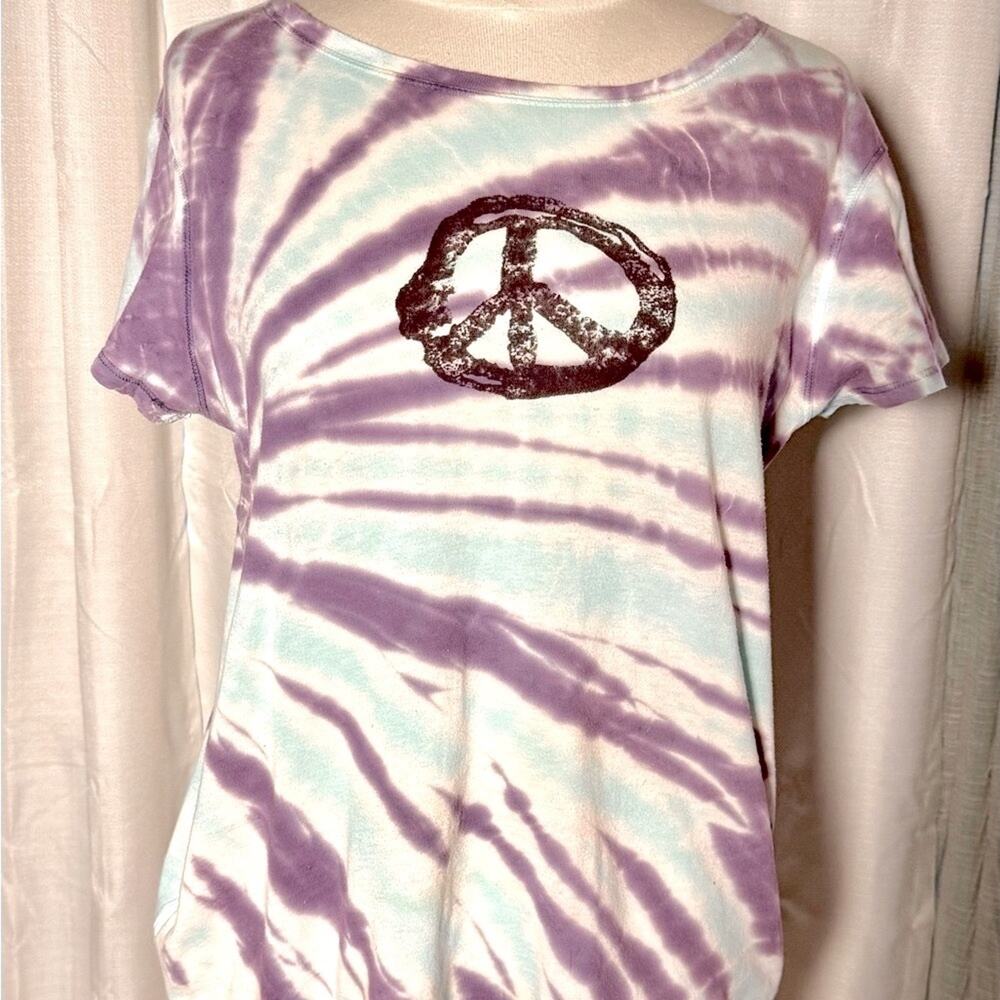 Lucky Brand Purple and White Tie-Dye Tee